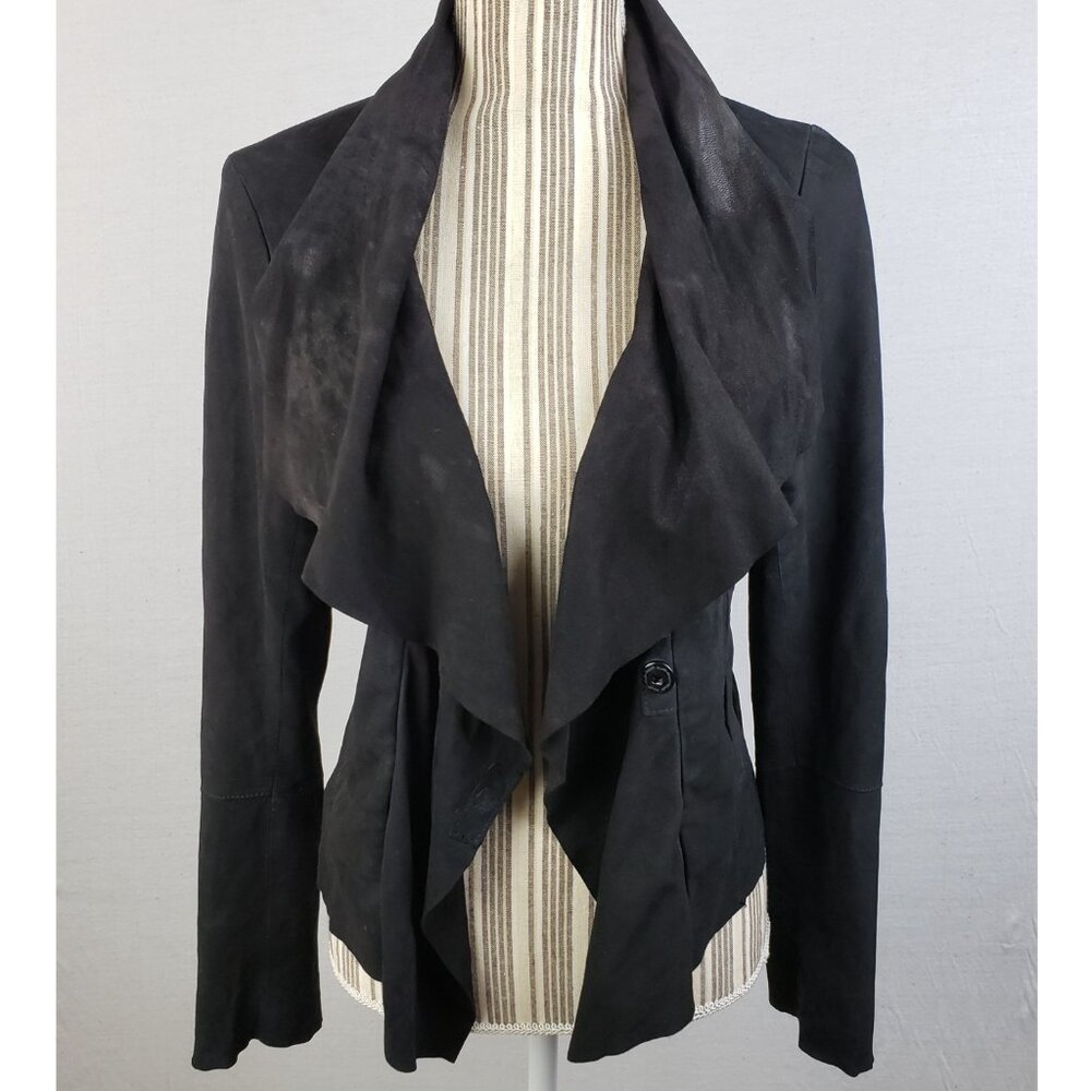 Graham & Spencer Suede Leather Jacket Soft Asymmetrical Biker Goth Black size L